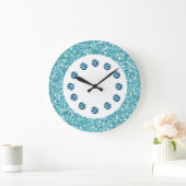 Blue Jewel Bling Wall klok (Huis)
