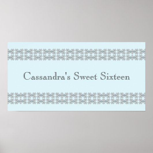 Blue Jewel Lace Birthday Party Banner Poster (Voorkant)