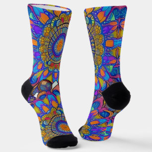 Blue Jewel Mandala Socks Sokken