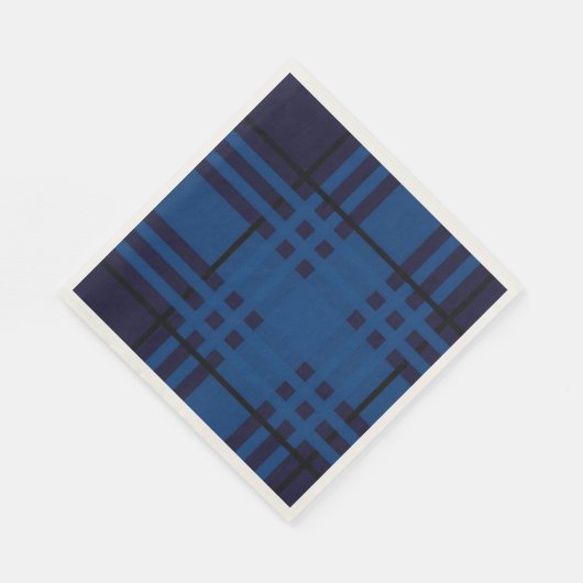 Blue Jewel Plaid Tartan Paper Napkin Servet (Hoek)