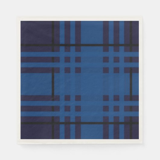 Blue Jewel Plaid Tartan Paper Napkin Servet (Voorkant)