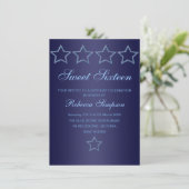 Blue Jewel Star Sweet 16 Birthday Invite Kaart (Staand voorkant)