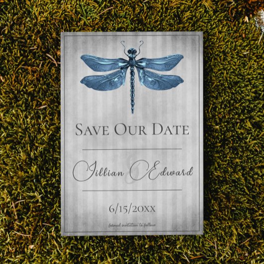 Blue Jeweled Dragonfly Save the Date Aankondiging