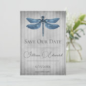 Blue Jeweled Dragonfly Save the Date Aankondiging (Staand voorkant)
