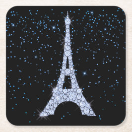 Blue Jeweled Eiffeltoren Kartonnen Onderzetters