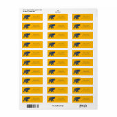 Blue Jeweling Elephant Yellow Return Address Etiket (Full Sheet)