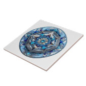 Blue Jewels Medallion Abstract Tegeltje (Zijkant)