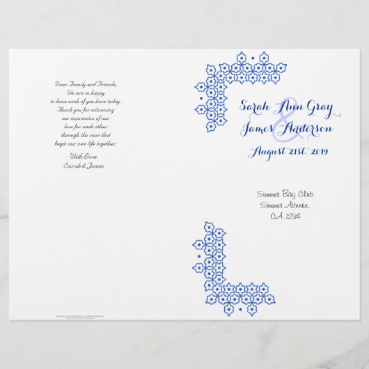 Blue Jewish trouwprogramma (Voorkant)