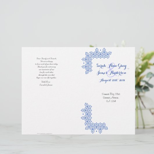 Blue Jewish trouwprogramma (Staand voorkant)