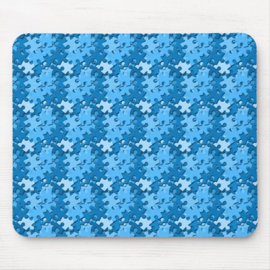 Blue Jigzaag Puzzle Muismat (Voorkant)