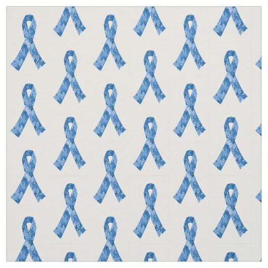 Blue Jigzaag Puzzle Pattern Ribbon Stof (Swatch)