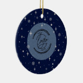 Blue Jolly Kerstmis Business Logo QR-code Chic Keramisch Ornament (Rechts)