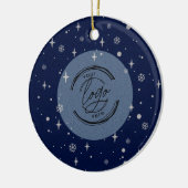 Blue Jolly Kerstmis Business Logo QR-code Chic Keramisch Ornament (Links)