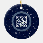 Blue Jolly Kerstmis Business Logo QR-code Chic Keramisch Ornament (Achterkant)