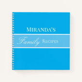 Blue Jouw naam Family Recipipipes Script Typografi Notitieboek (Voorkant)