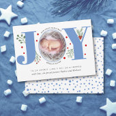 Blue Joy First kerstvakantie foto baby geboorte Aankondiging