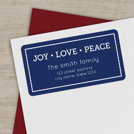 Blue Joy Love Peace Modern Holiday Adres Etiket