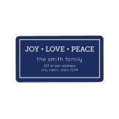 Blue Joy Love Peace Modern Holiday Adres Etiket (Voorkant)