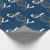 Blue  Joy Peace Gold Classic Kerstmis Cadeaupapier (Hoek)
