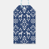 Blue Joy Swedish Dala Horse Holiday Gift Label Cadeaulabel (Achterkant)