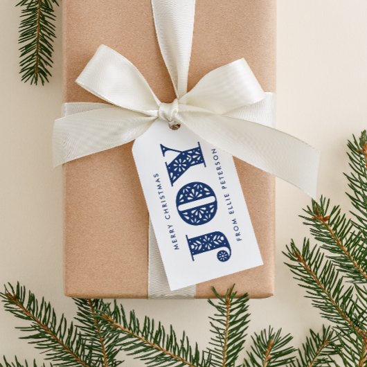 Blue Joy Swedish Dala Horse Holiday Gift Label Cadeaulabel