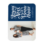 Blue Joyeux Noël et Bonne Année Kerstfoto Magneet (Verticaal)