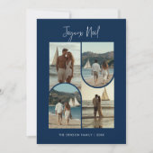 Blue Joyeux Noël Franse Kerst Pas getrouwd Foto Feestdagenkaart (Voorkant)