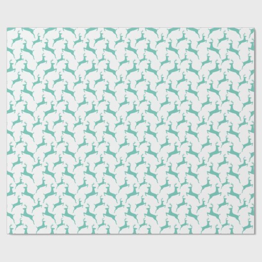Blue Jumping Deer kerstpatroon Cadeaupapier (Vlak)