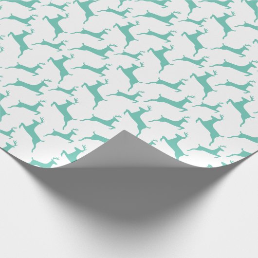 Blue Jumping Deer kerstpatroon Cadeaupapier (Hoek)