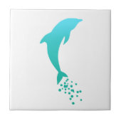 Blue Jumping Dolphin met bubbels Tile Tegeltje (Voorkant)