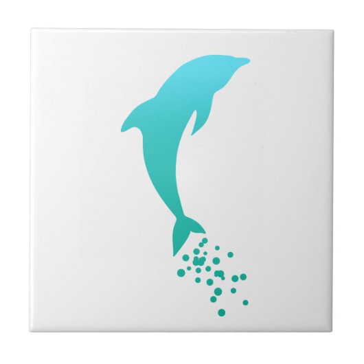 Blue Jumping Dolphin met bubbels Tile Tegeltje (Voorkant)