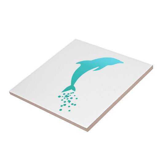 Blue Jumping Dolphin met bubbels Tile Tegeltje (Zijkant)