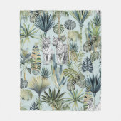 Blue Jungle White TIgers Fleece Blanket (Voorkant)