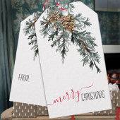 Blue Juniper Branch Cones Merry Kerstmis Cadeaulabel
