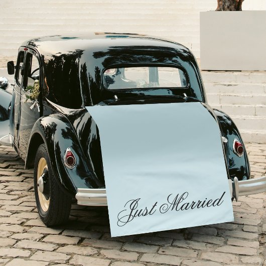 Blue Just Married Fabric Car Wedding Banner Sign Wandkleed