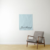 Blue Just Married Fabric Car Wedding Banner Sign Wandkleed (In situ)