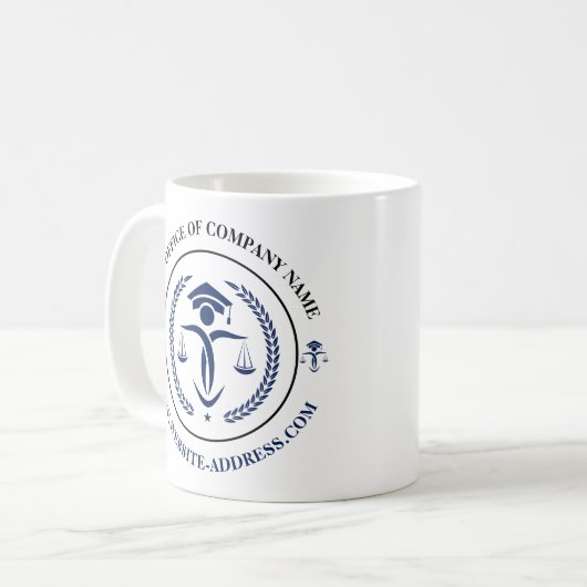 Blue Justice logo met aangepaste tekst Koffiemok (Voorkant links)