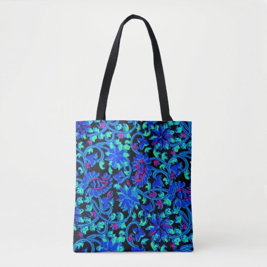 Blue Kalamkari Print Canvas tas (Voorkant)