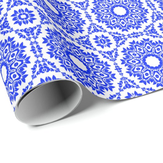 Blue Kaleidoscoop Cadeaupapier (Rol Hoek)