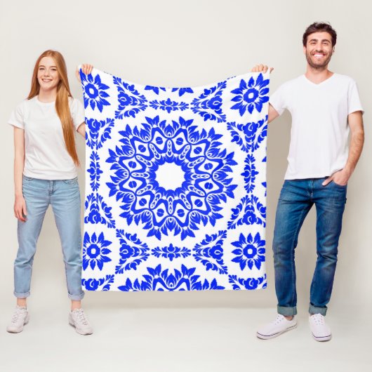Blue Kaleidoscoop Fleece Deken (In situ)