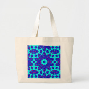 Blue kaleidoscope flourished grote tote bag