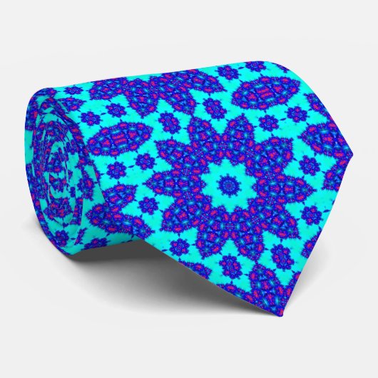 Blue kaleidoscope flourished stropdas (Opgerold)