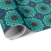 Blue Kaleidoscope Fractal Pattern Cadeaupapier (Rol Hoek)