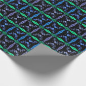 Blue Kaleidoscope Fractal Pattern Cadeaupapier (Hoek)