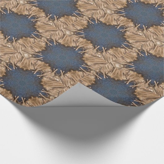 Blue Kaleidoscope Star Wicker Background Cadeaupapier (Hoek)
