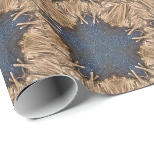 Blue Kaleidoscope Star Wicker Background Cadeaupapier (Rol Hoek)