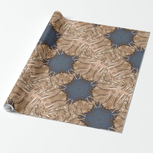 Blue Kaleidoscope Star Wicker Background Cadeaupapier (Uitgerold)