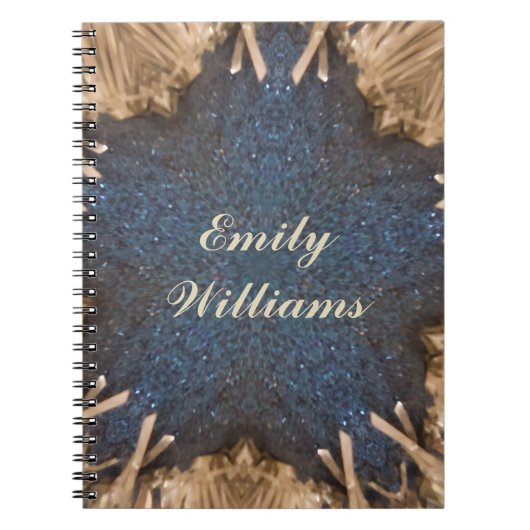 Blue Kaleidoscope Star Wicker Background Notitieboek (Voorkant)