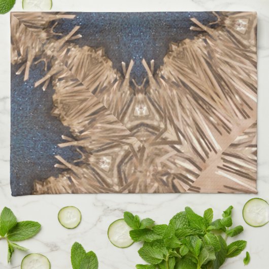 Blue Kaleidoscope Star Wicker Background Theedoek (Gevouwen)