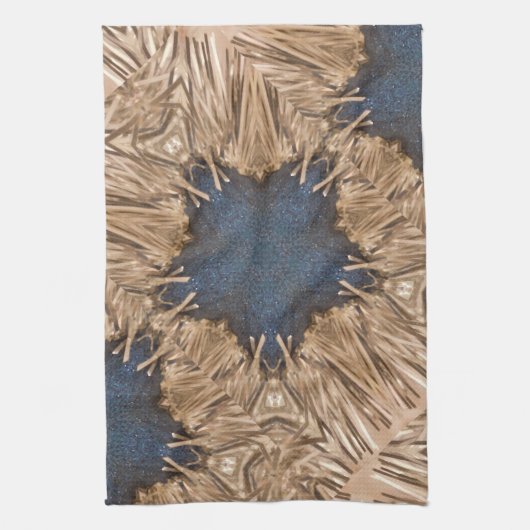Blue Kaleidoscope Star Wicker Background Theedoek (Verticaal)